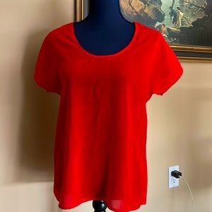 Red Short Sleeve Tunic Blouse